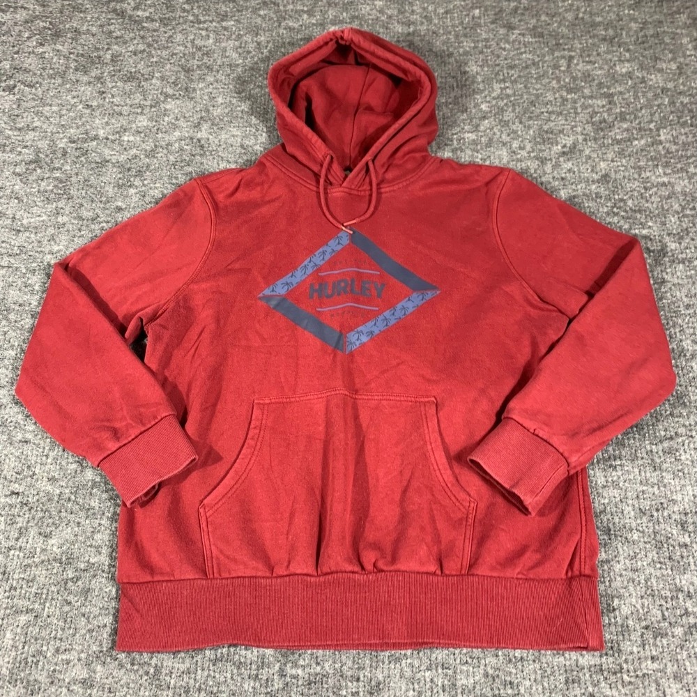Hurley Hoodie Mens Extra Large XL Red Pullover Sweatshirt Surf Skate Comfort